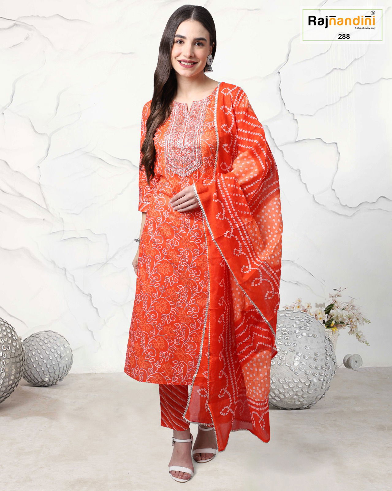 Simona By Rajnandini Cambric Cotton Kurti With Bottom Dupatta